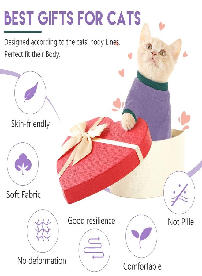 ADNIKIA Sticky Cat Clothes Stretchy, Sphynx Hairless Sweater & Pajamas for Cats only, Soft Cat Onesie for Cats After Surgery Female Male & Hair Loss Prevention, Purple L - Image 5